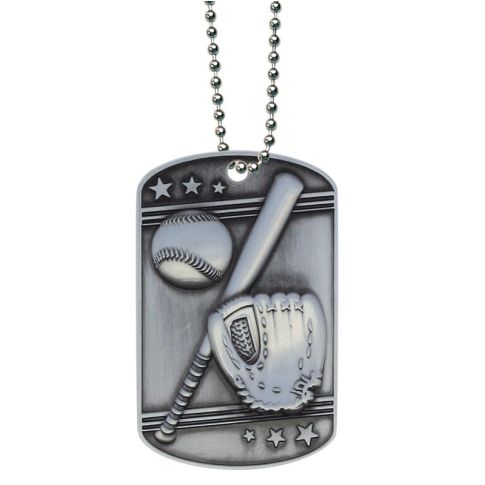 Baseball Dog Tag with Ball Chain